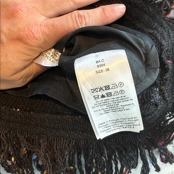 Ganni Black Tweed Mini Skirt with Multicolor Fleck Fringe - Picture 3 of 4